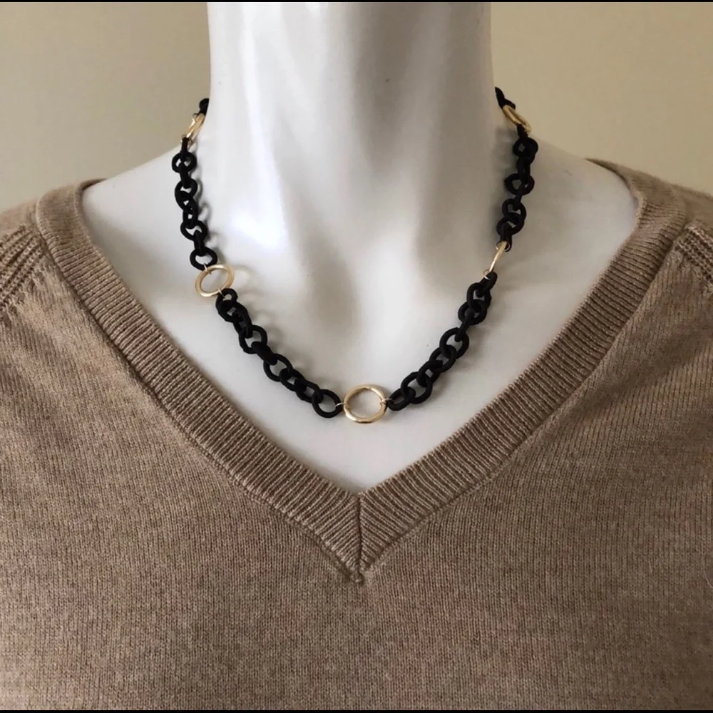 Circle LINK NECKLACE round RICH classy Circular links Statement necklace gold